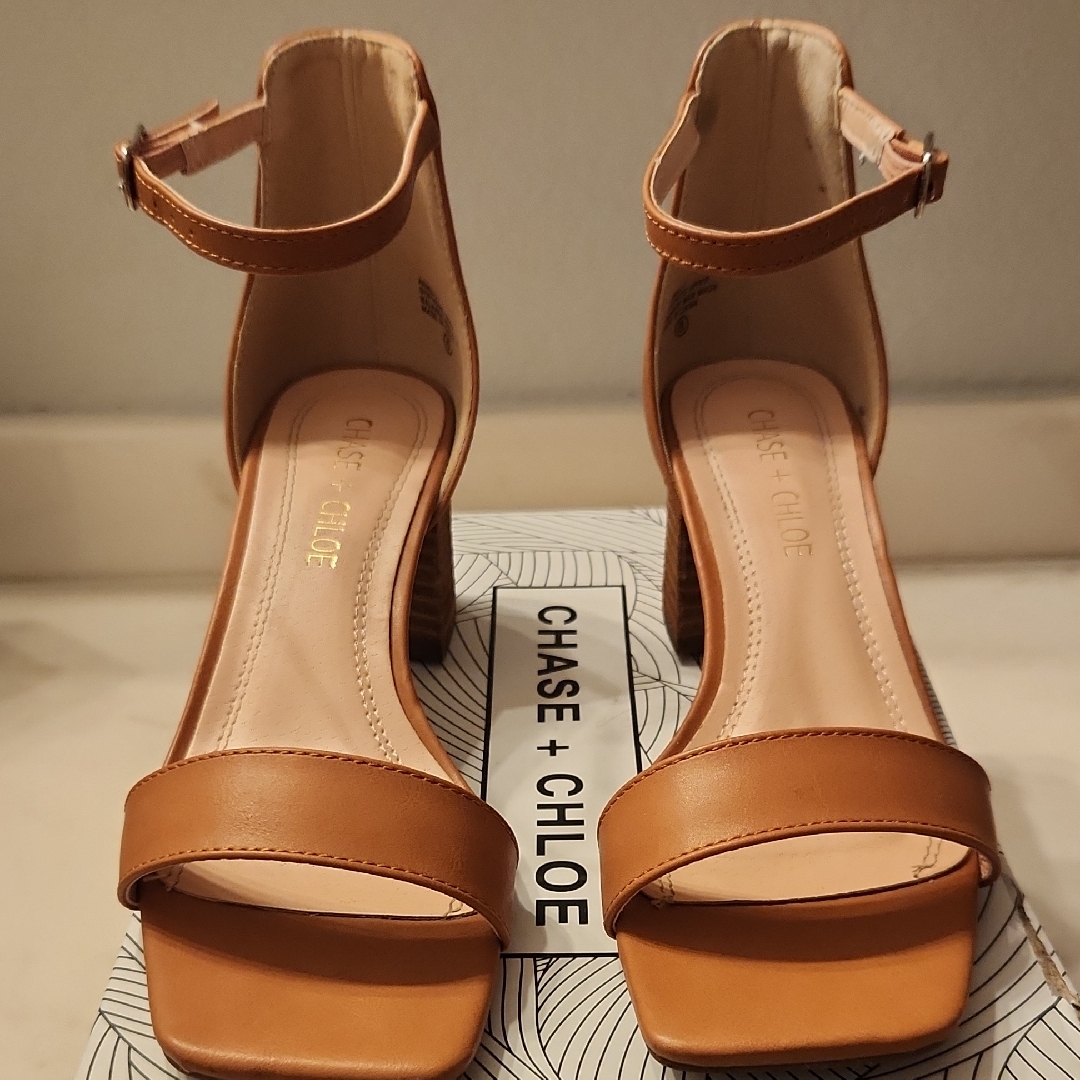 Chase + Chloe Tan Block Heel Sandals